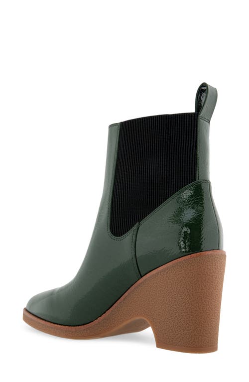 Shop Aerosoles Mylo Wedge Bootie In Fir Green Crinkle Patent