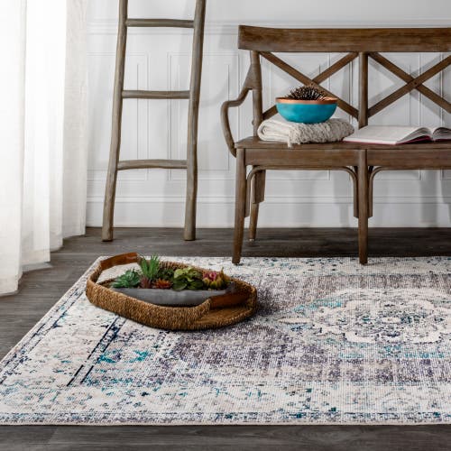Jonathan Y Ankara Vintage Medallion Area Rug In Gray/ivory