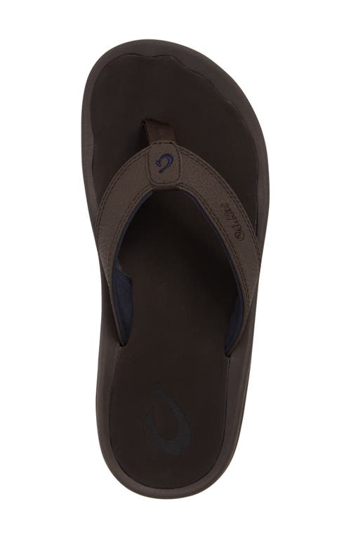 Shop Olukai Ohana Flip Flop In Dark Wood/dark Wood