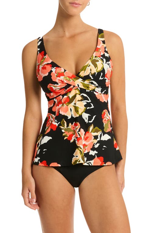 Juniper Cross Front Tankini Top in Black