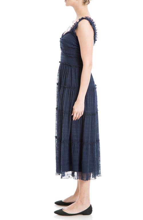 Max Studio Mesh Sleeveless Maxi Dress In Sapphire