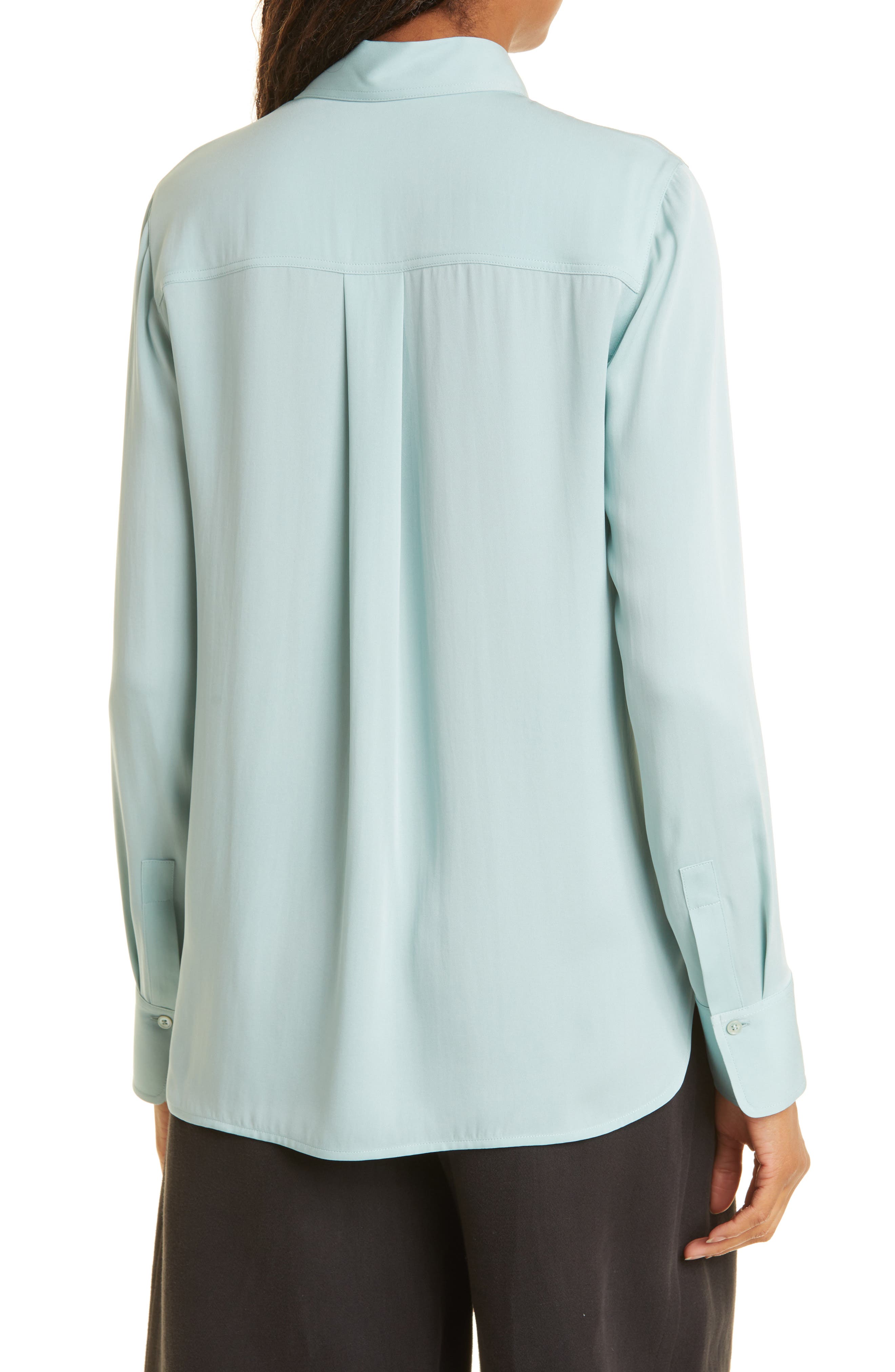 Vince Slim Fit Stretch Silk Button-Up 