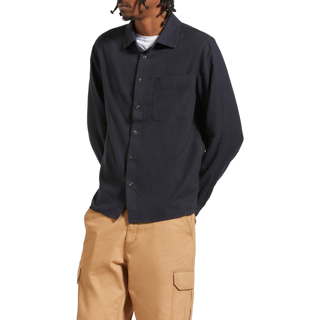 Brixton Hastings Solid Flannel Button-up Shirt In Black