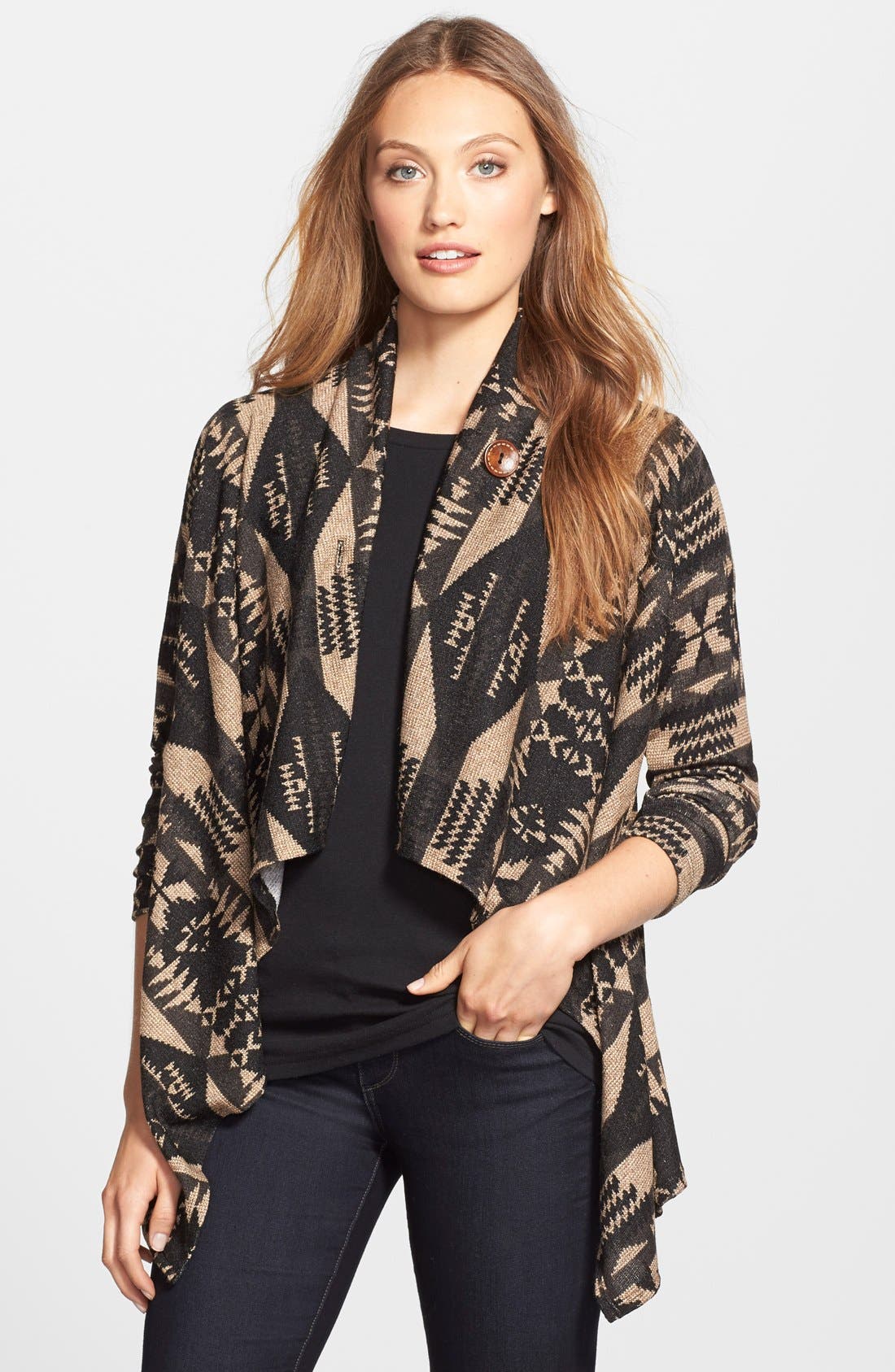 Bobeau One Button Drape Front Cardigan Nordstrom
