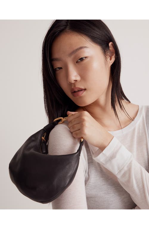 Shop Madewell Micro Chain Handle Leather Hobo Bag In True Black