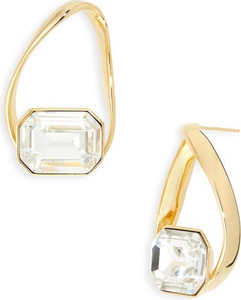 Dries Van Noten Emerald Cut Crystal Hoop Earrings | Nordstrom