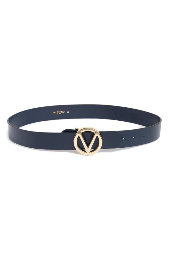 Valentino By Mario Valentino Giusy Leather Belt In Midnight Sky