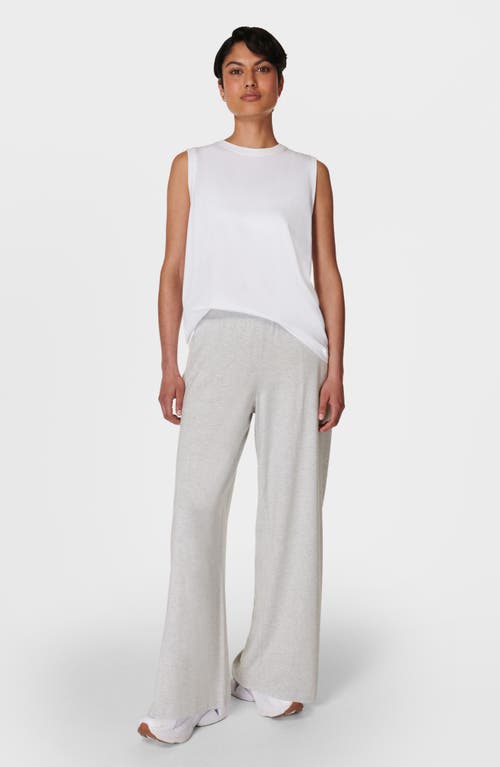 Shop Sweaty Betty Stretch Modal Knit Wide Leg Pants In Light Grey Marl