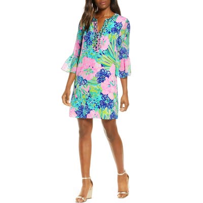 Lilly Pulitzer Elenora Floral Silk Shift Dress, Blue