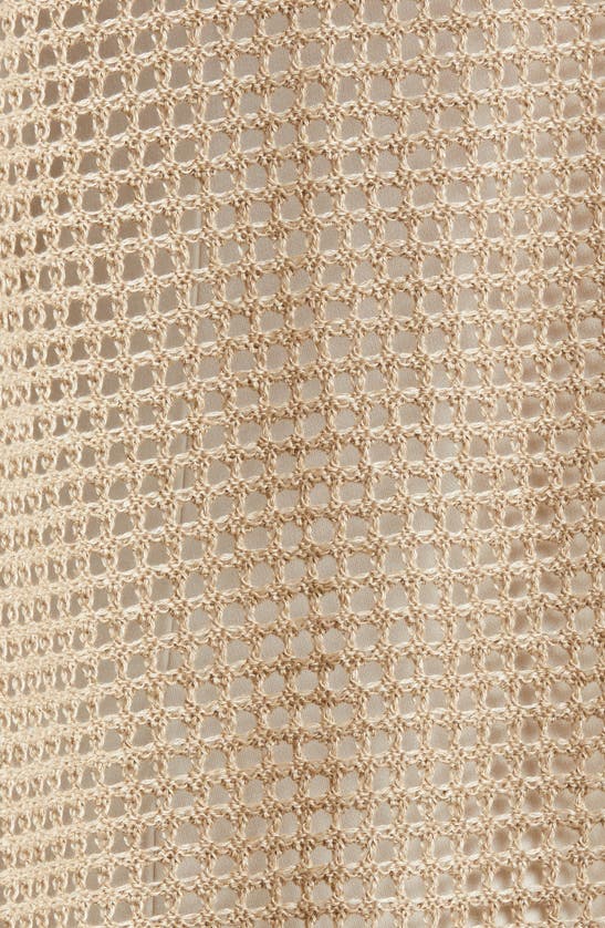Shop Eileen Fisher Open Stitch Longline Organic Linen Cardigan In Natural