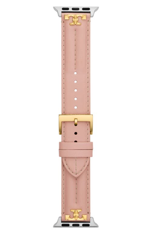 Shop Tory Burch Kira Leather Apple Watch® Watchband In Blush