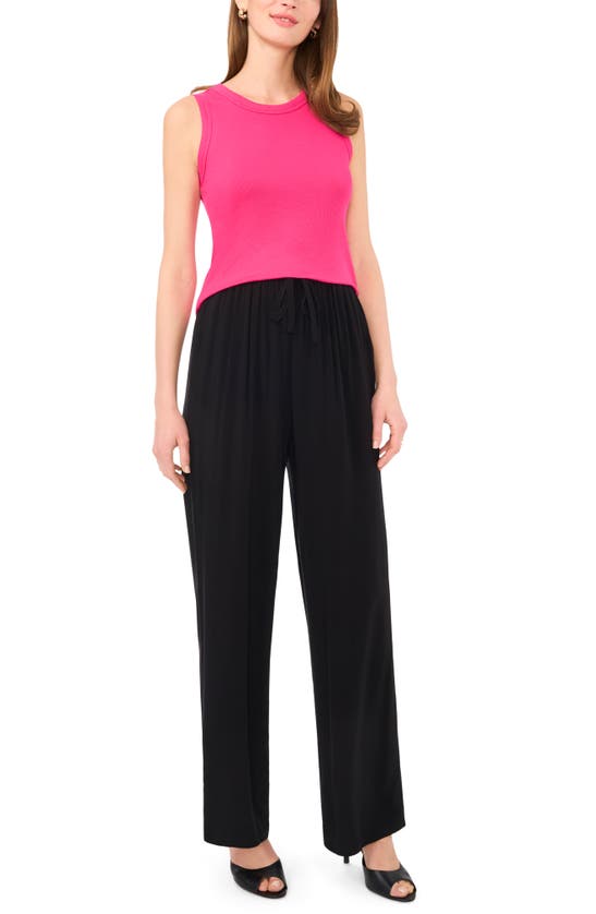 Halogen Fitted Ribbed Tank Top In Pink Peacock