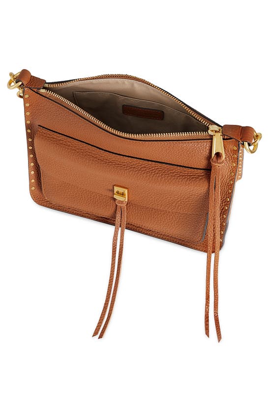 Shop Rebecca Minkoff Darren Signature Leather Shoulder Bag In Caramello