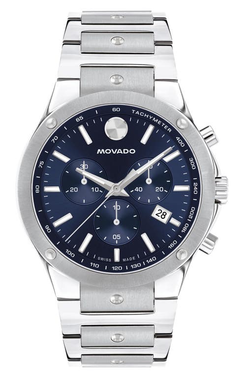 Shop Movado Se Chronograph Bracelet Watch, 42mm In Silver/blue