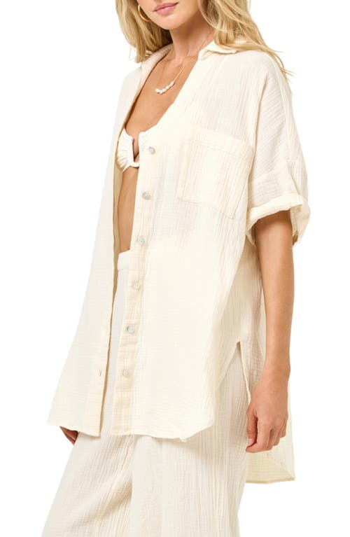 Shop L*space Lspace Terrazo Cotton Cover-up Tunic In Tapioca