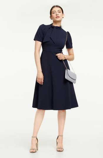 Maggy london tie store neck midi dress