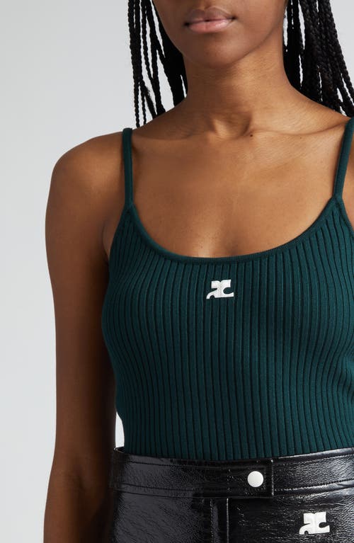 Shop Courrèges Logo Rib Tank Top In Dark Green