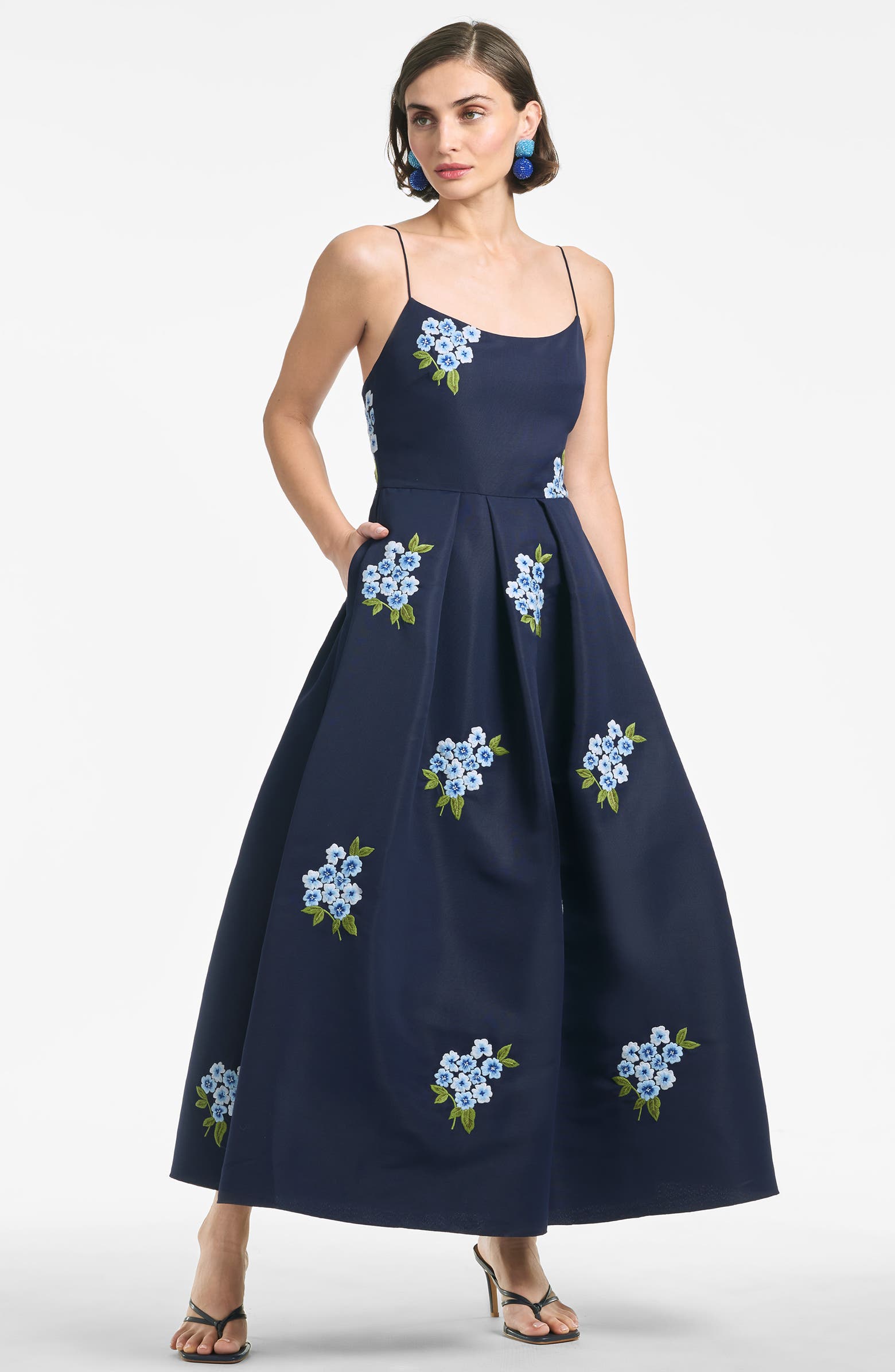 Sachin & Babi Audra Floral Embroidery Cocktail Midi Dress | Nordstrom
