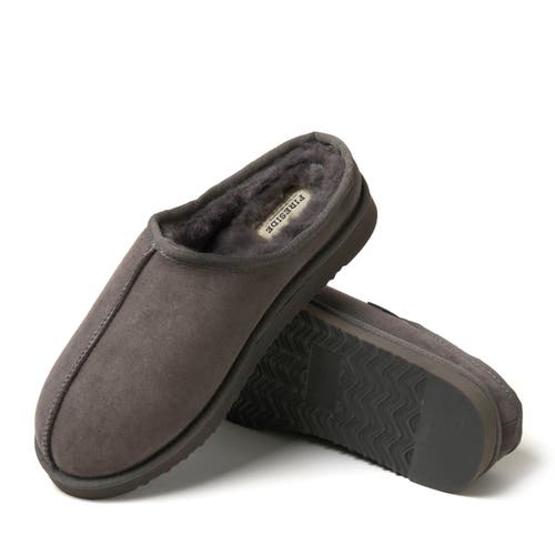 Dearfoams Fireside By  Men's Grafton Genuine Shearling Clog In Grey Solid