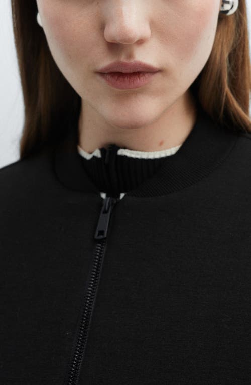 Shop Mango Zip Bomber Jacket In Black