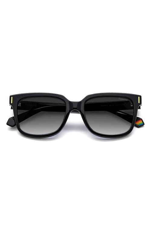 54mm Polarized Rectangular Sunglasses in Black/Gray Polar