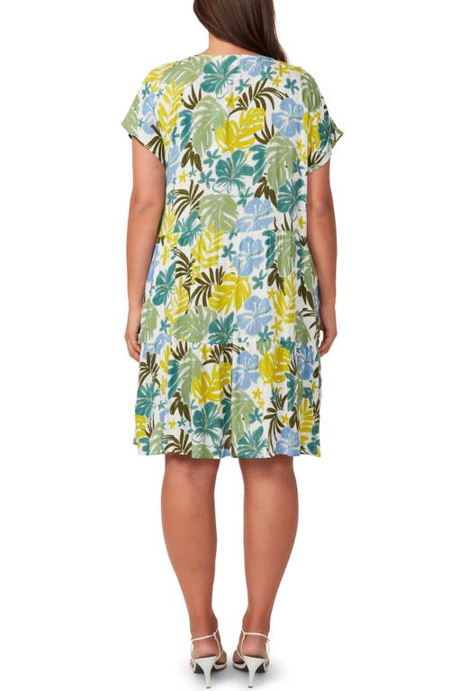 Estelle Antibes Floral Shift Dress In Sky/citron