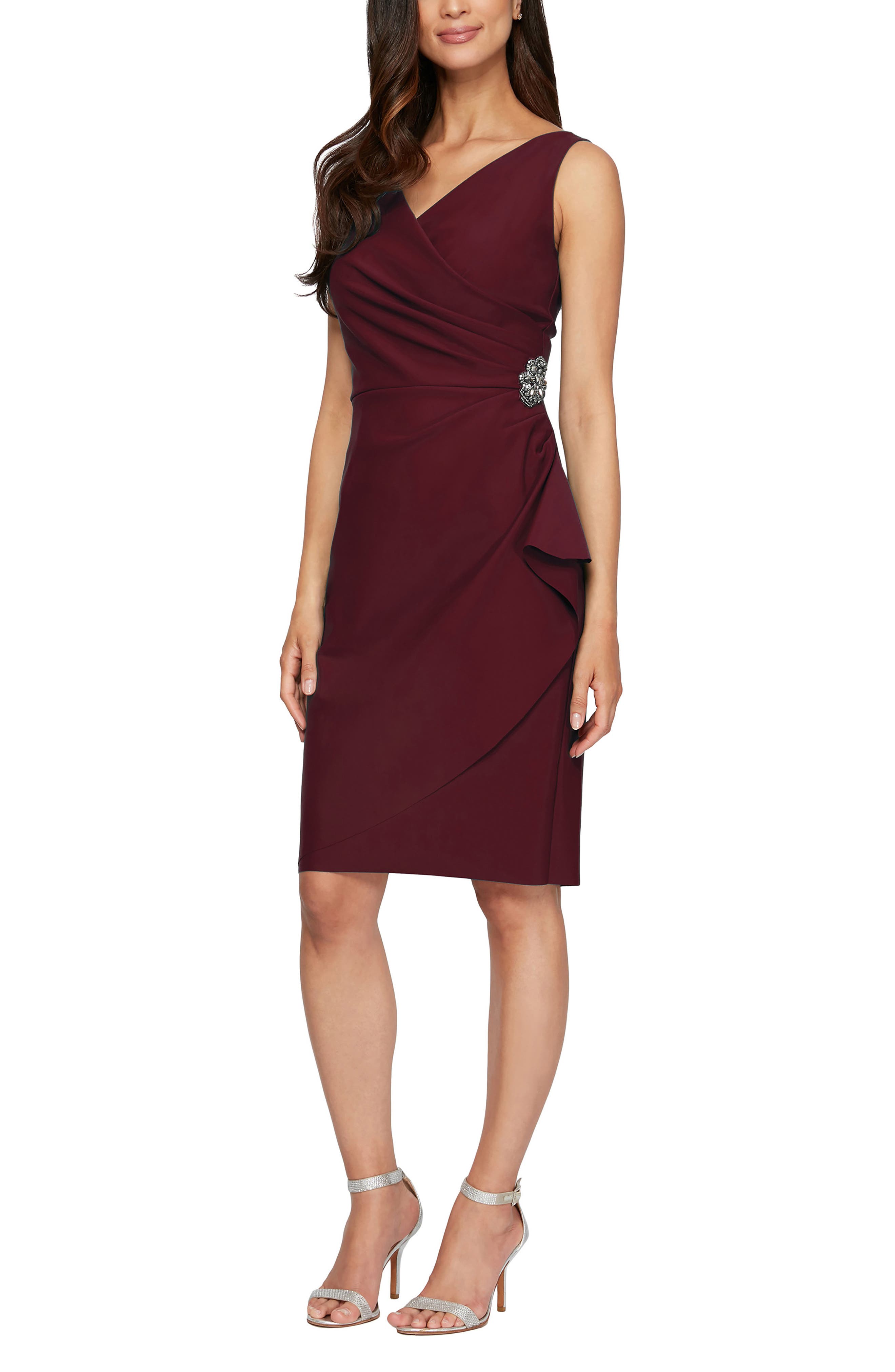 ALEX EVENINGS SIDE RUCHED DRESS,195078004309