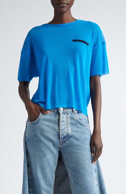 Jean Paul Gaultier X Shayne Oliver Flocked Earth Oversize Mesh T-shirt In Blue