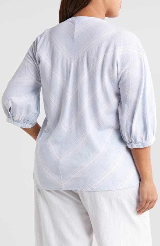 Shop Caslon Linen Blend Shirt In Blue Skyway Bon Stripe