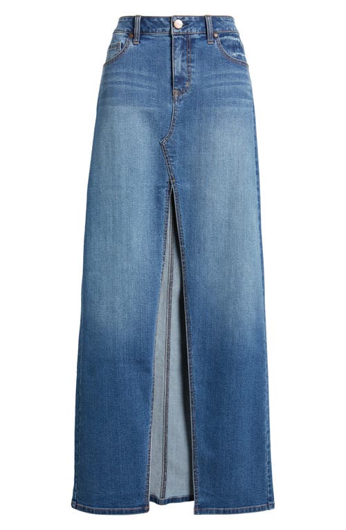 1822 Denim Front Slit Denim Maxi Skirt In Charlie