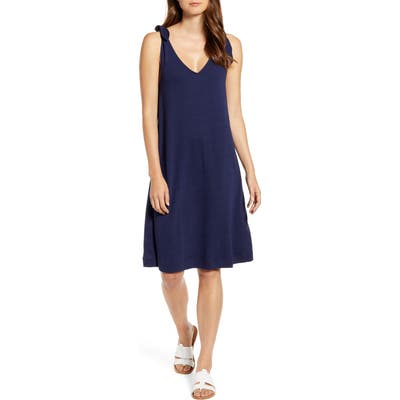 Caslon Knot Strap Knit Swing Dress, Blue