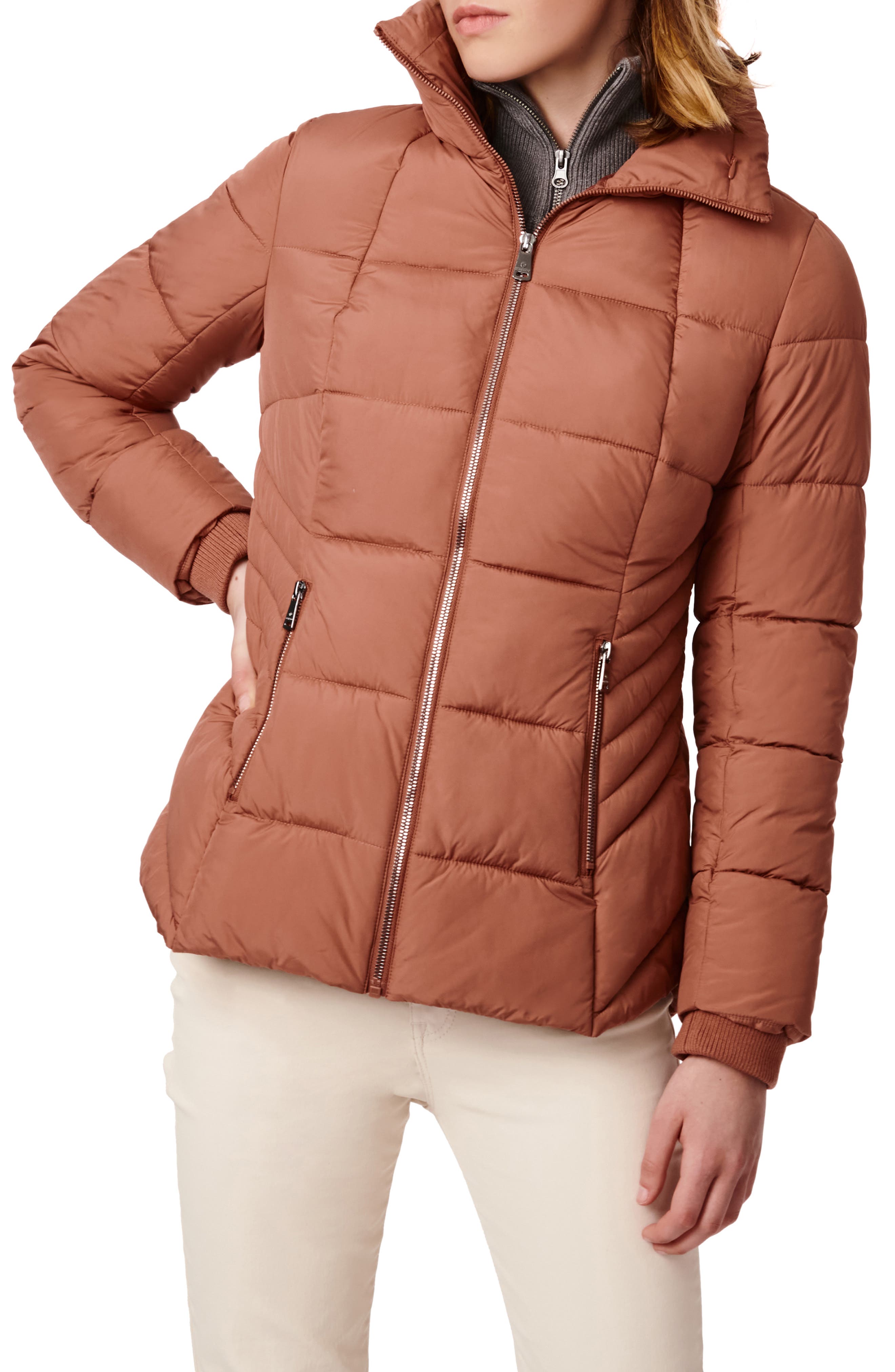 puffer jacket with large fur hood