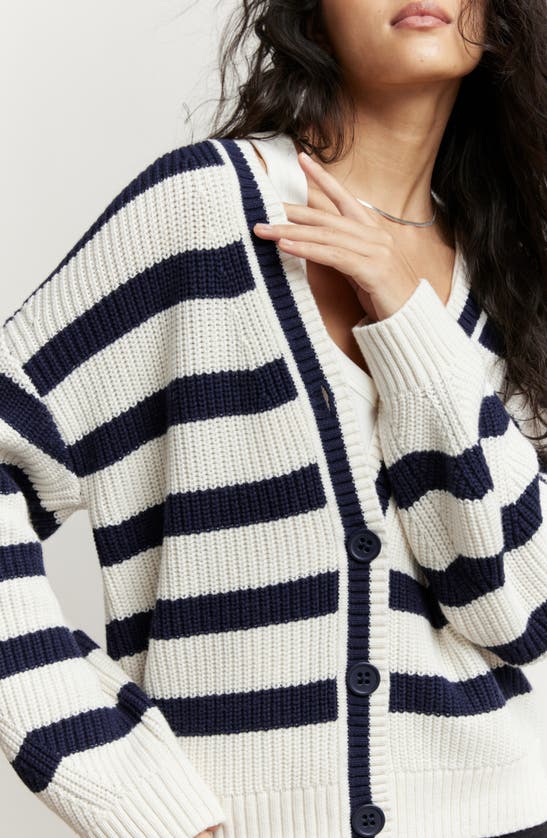 Shop & Other Stories Stripe Cardigan In White/ Navy Stripes
