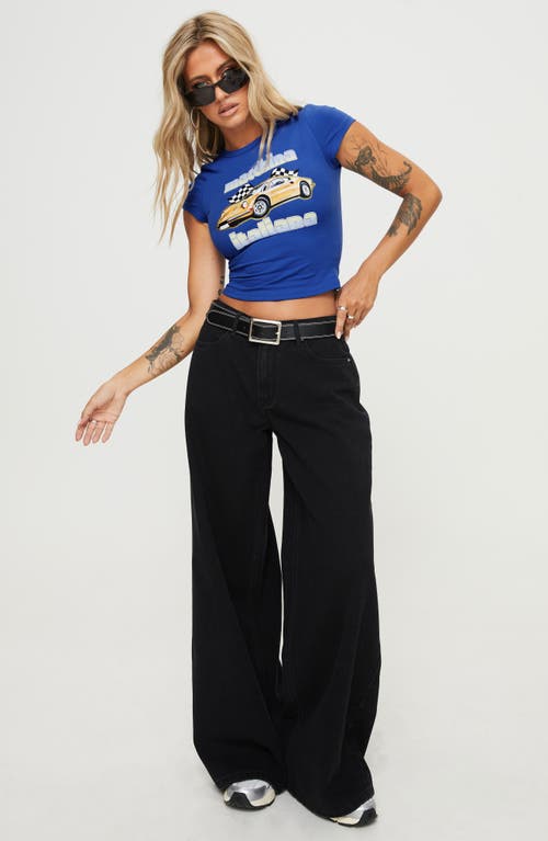 Shop Princess Polly Naylor Mid Rise Wide Leg Jeans In Black