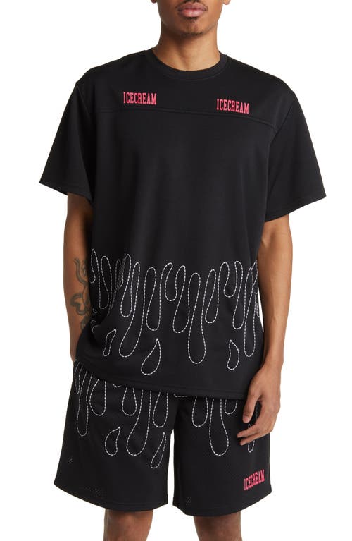 ICECREAM Embroidered Mesh Shirt in Black at Nordstrom, Size X-Large
