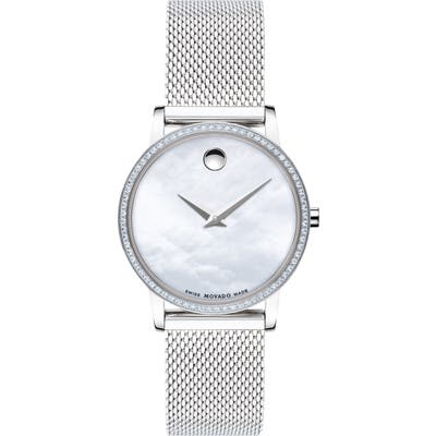 Movado Museum Classic Diamond Bracelet Watch, 2m