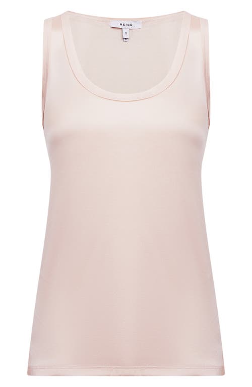 Shop Reiss Riley Mixed Media Silk Blend Tank In Beige