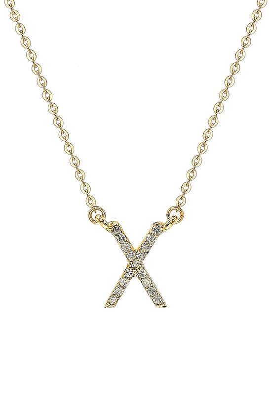 Suzy Levian Diamond & 14k Yellow Gold Letter Pendant Necklace In Gold - X