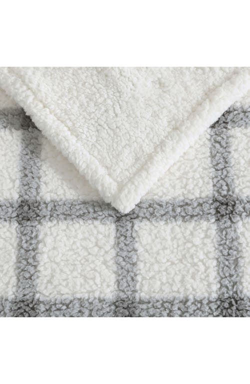 Eddie Bauer Bunkhouse Plaid Faux Shearling Throw Blanket In Grey