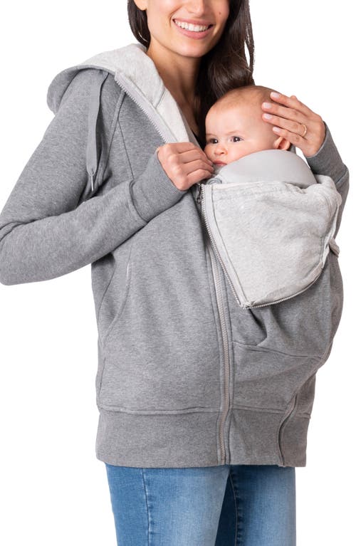 Shop Seraphine 3-in-1 Maternity Zip Hoodie In Dark Grey