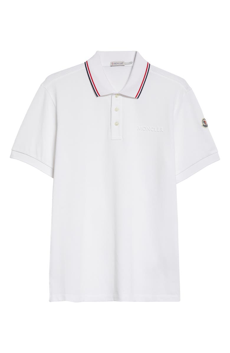 Moncler Tipped Logo Embossed Cotton Piqué Polo | Nordstrom