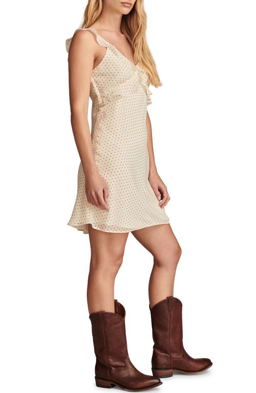 Lucky Brand Polka Dot Ruffle Minidress In Tofu Dot