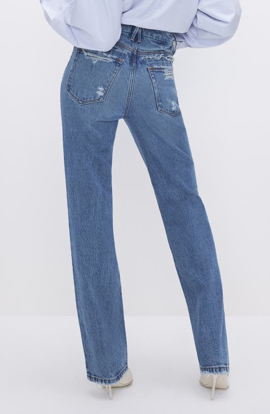 Shop Good American Good '90s Ripped Relaxed Jeans In Indigo633