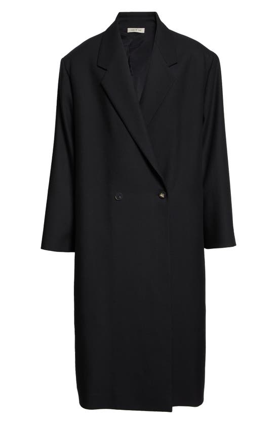 Fear Of God Double Breasted Wool Gabardine Overcoat In 001 - Black