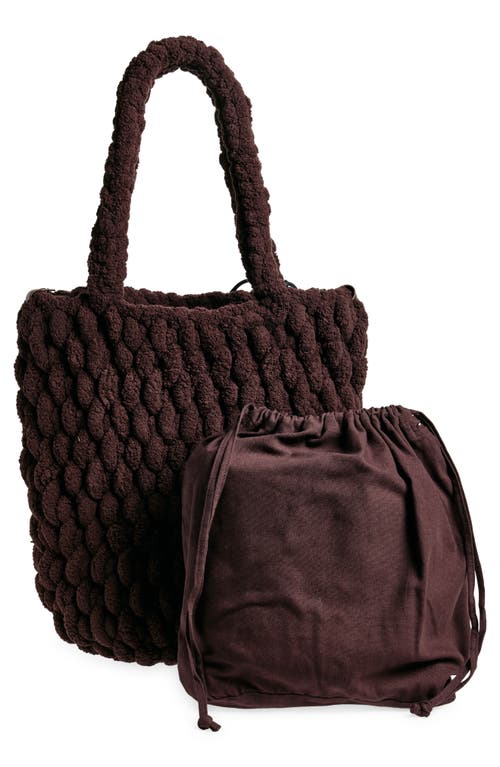 Shop Jw Anderson Large Chenille Blanket Tote In Dark Brown