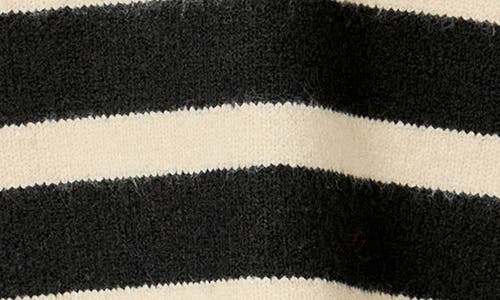 Shop English Factory Stripe Turtleneck Sweater In Black/cream