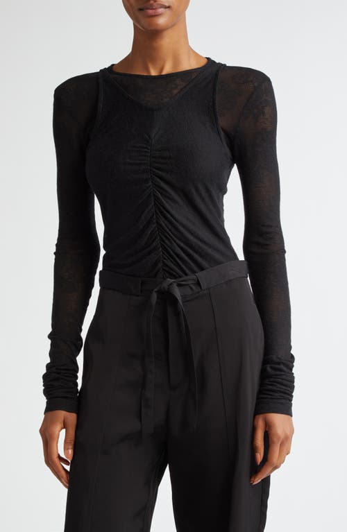 BITE Studios Chalet Ruched Semisheer Lace Top in Black 