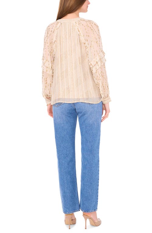 Shop Vince Camuto Mixed Metallic Jacquard Top In Soft Cream