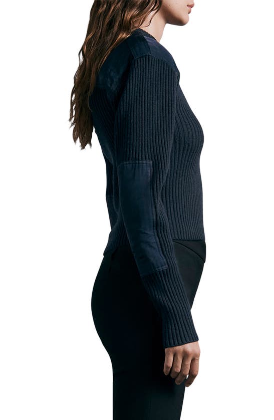Rag & Bone Icons Rib Merino Wool Crewneck Sweater In Navy