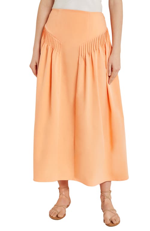 Misook Godet Pleated Maxi Skirt Peach Blossom at Nordstrom,